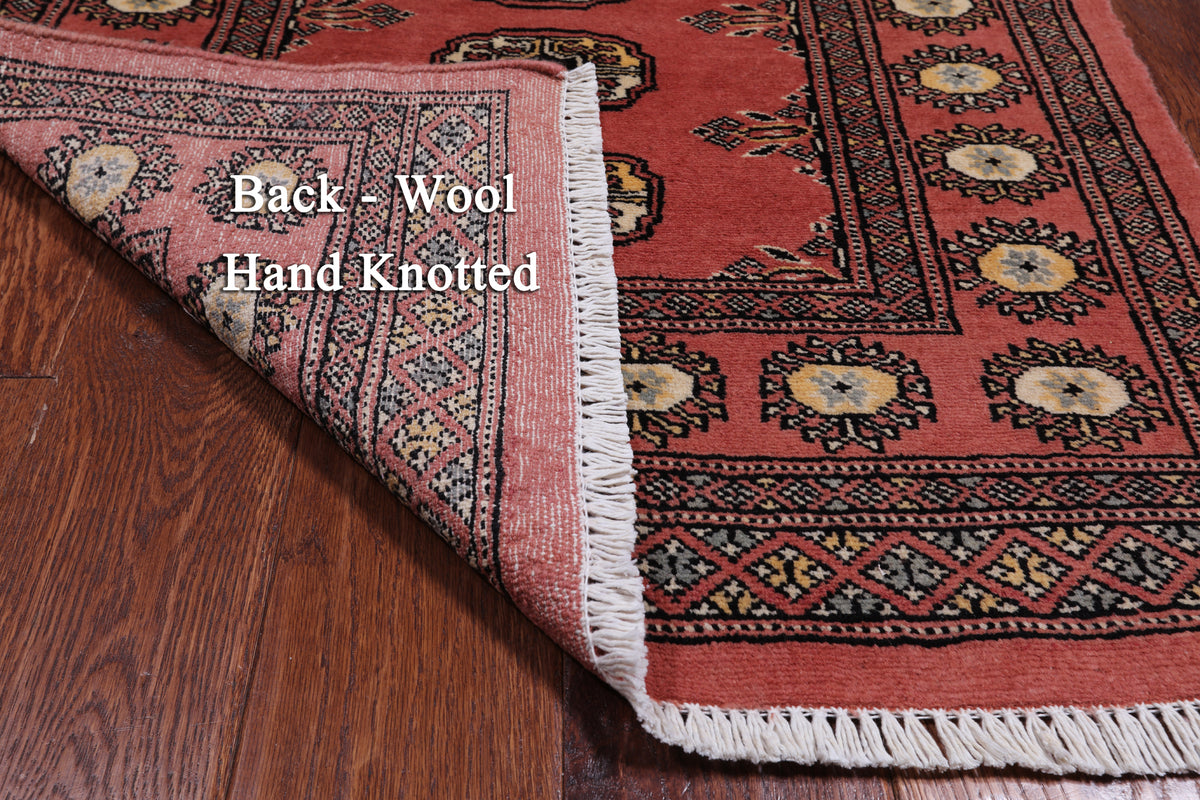 Pink Bokhara Hand-Knotted Wool Rug - 2' 8" X 4' 0"