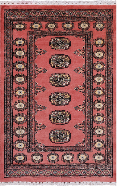 Pink Bokhara Hand-Knotted Wool Rug - 2' 8" X 4' 0"