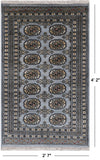 Grey Bokhara Handmade Wool Rug - 2' 7" X 4' 2"