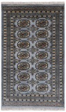 Grey Bokhara Handmade Wool Rug - 2' 7" X 4' 2"