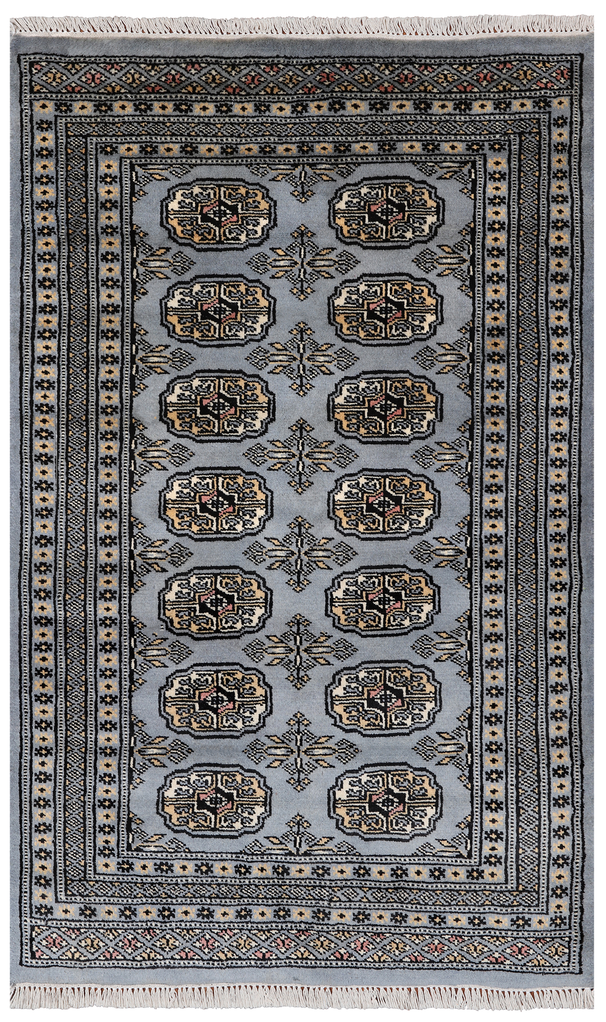 Grey Bokhara Handmade Wool Rug - 2' 7" X 4' 2"
