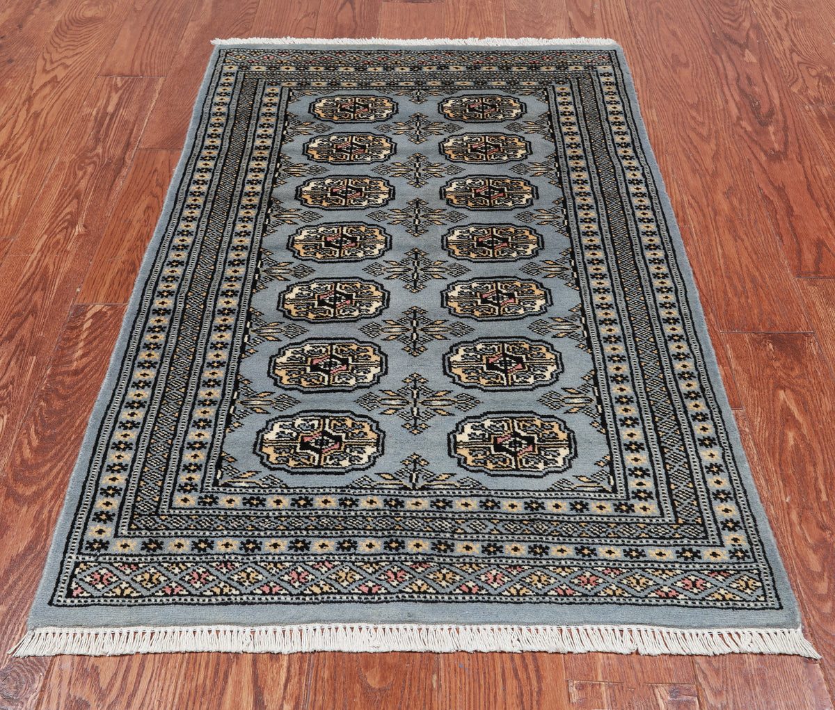 Grey Bokhara Handmade Wool Rug - 2' 7" X 4' 2"