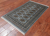 Grey Bokhara Handmade Wool Rug - 2' 7" X 4' 2"