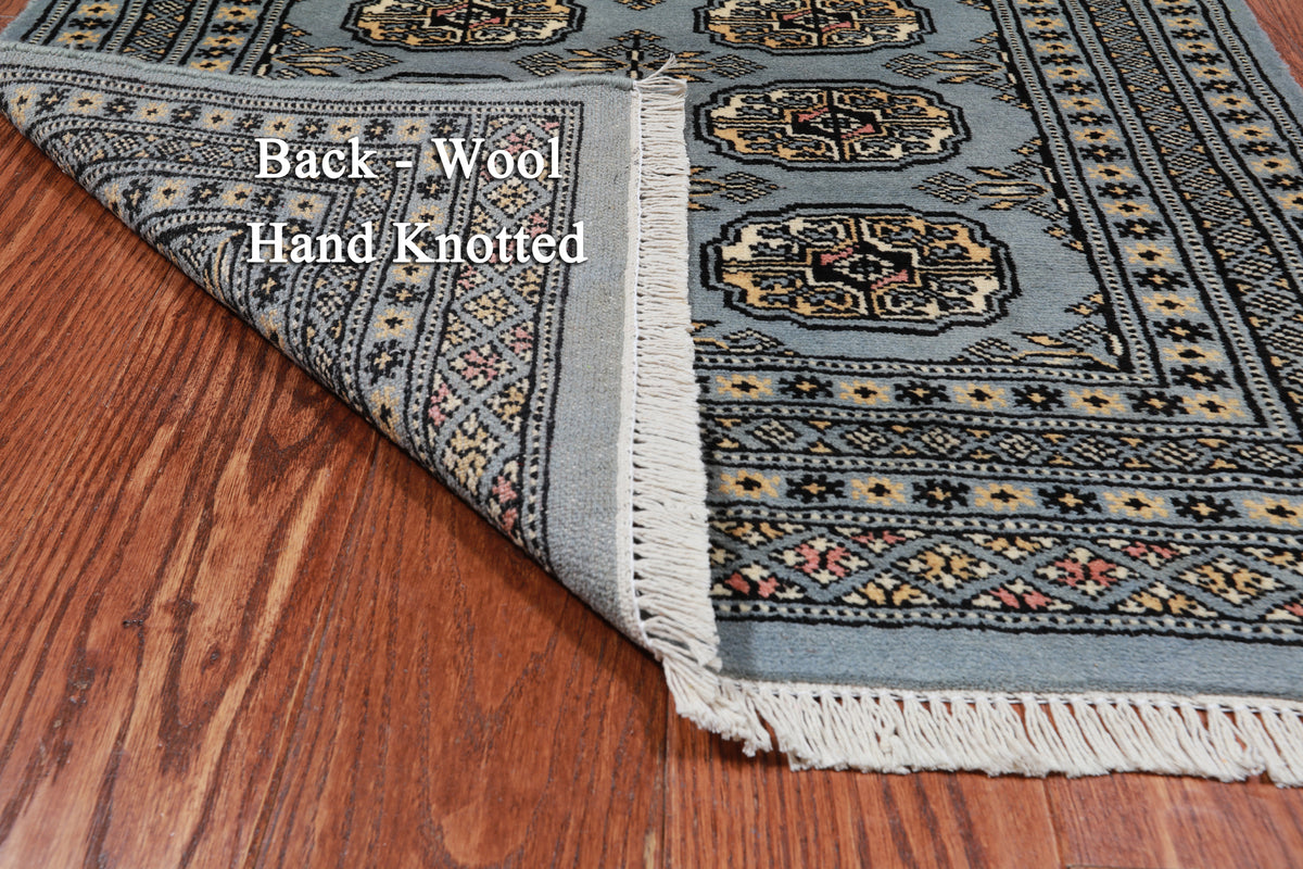 Grey Bokhara Handmade Wool Rug - 2' 7" X 4' 2"