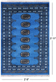 Blue Bokhara Hand-Knotted Wool Rug - 2' 6" X 3' 11"