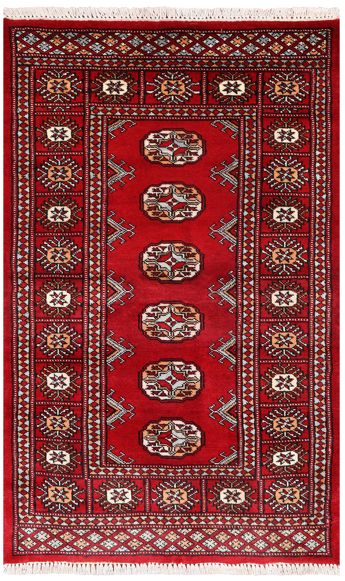 Red Bokhara Hand Knotted Wool Rug - 2' 7" X 4' 1"