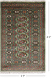 Green Bokhara Handmade Wool Rug - 2' 7" X 4' 0"