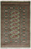 Green Bokhara Handmade Wool Rug - 2' 7" X 4' 0"