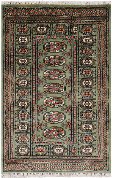 Green Bokhara Handmade Wool Rug - 2' 7" X 4' 0"
