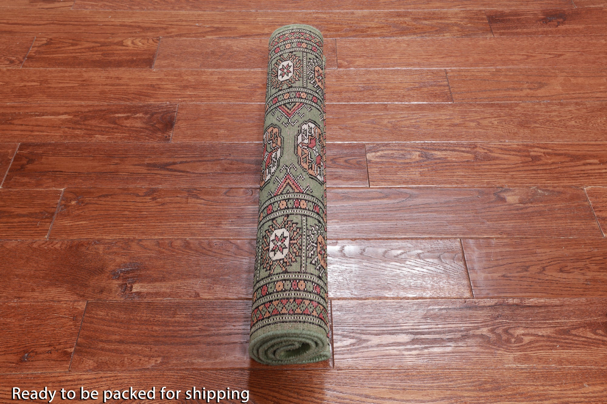 Green Bokhara Handmade Wool Rug - 2' 7" X 4' 0"