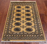 Gold Signed Bokhara Handmade Wool Rug - 2' 7" X 4' 1"