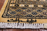 Gold Signed Bokhara Handmade Wool Rug - 2' 7" X 4' 1"