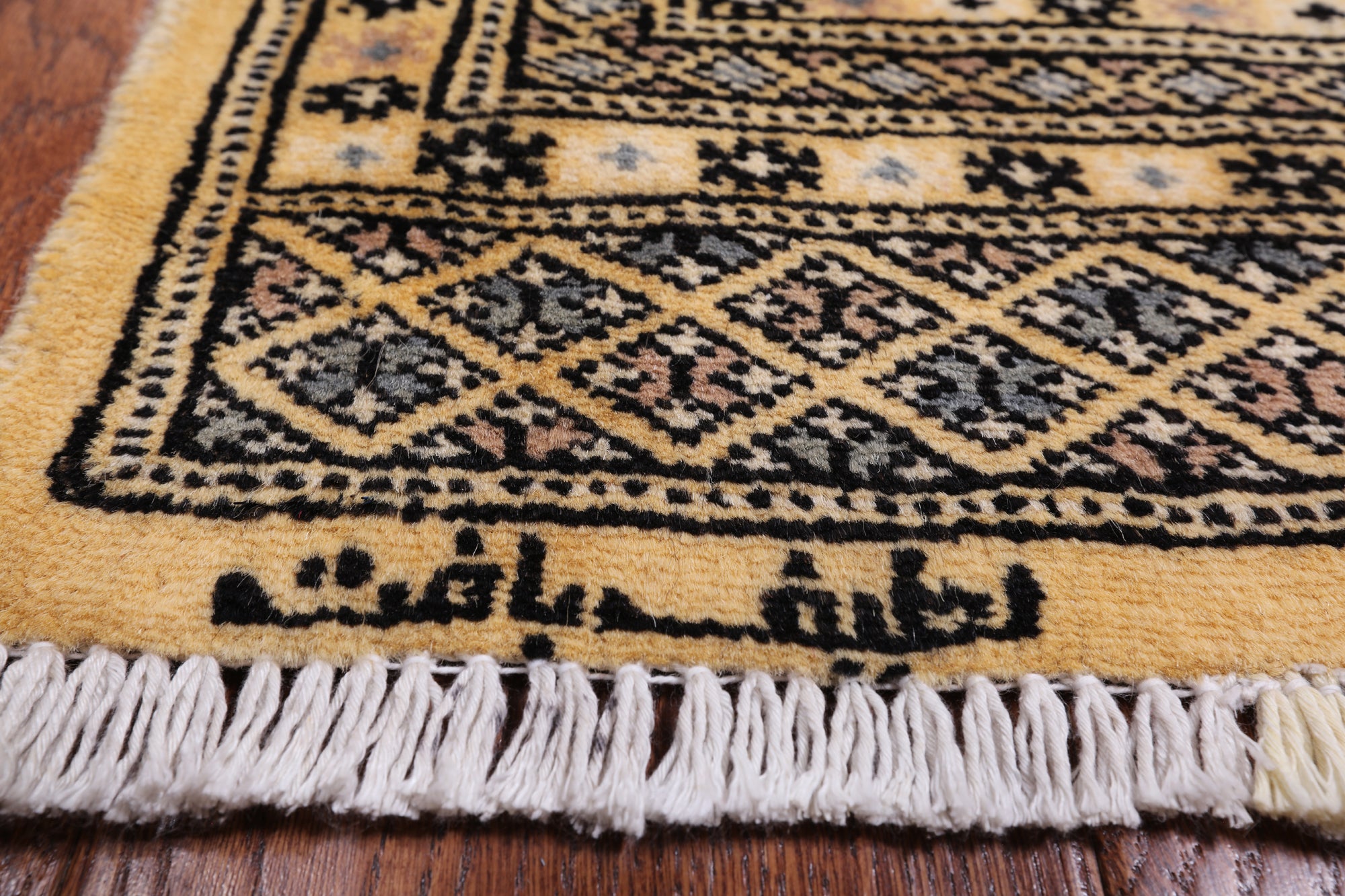 Gold Signed Bokhara Handmade Wool Rug - 2' 7" X 4' 1"