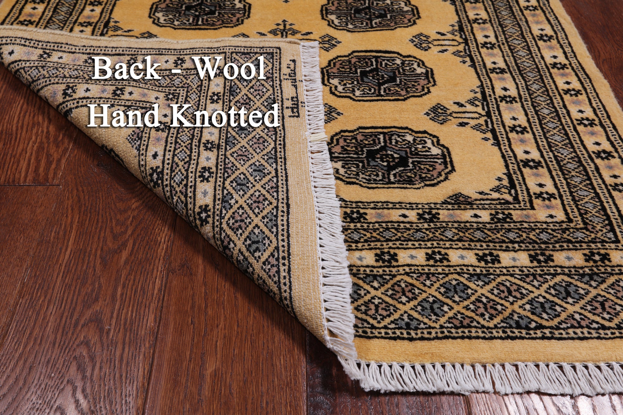 Gold Signed Bokhara Handmade Wool Rug - 2' 7" X 4' 1"