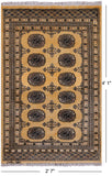 Gold Signed Bokhara Handmade Wool Rug - 2' 7" X 4' 1"