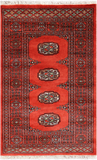Orange Bokhara Handmade Wool Rug - 2' 6" X 3' 11"