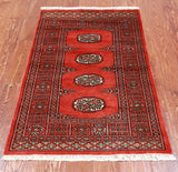 Orange Bokhara Handmade Wool Rug - 2' 6" X 3' 11"