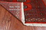 Orange Bokhara Handmade Wool Rug - 2' 6" X 3' 11"
