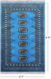 Blue Bokhara Hand Knotted Wool Rug - 2' 7" X 4' 0"