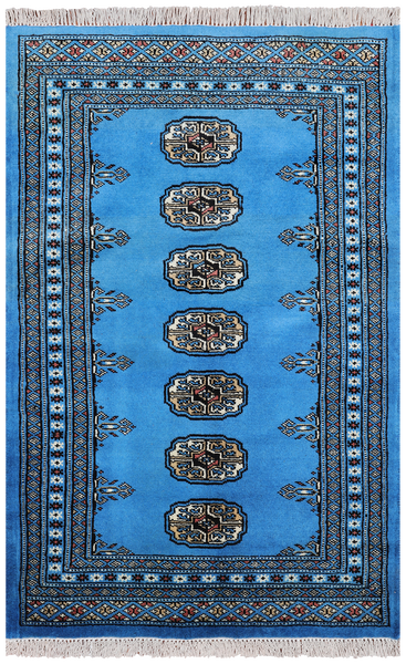 Blue Bokhara Hand Knotted Wool Rug - 2' 7" X 4' 0"