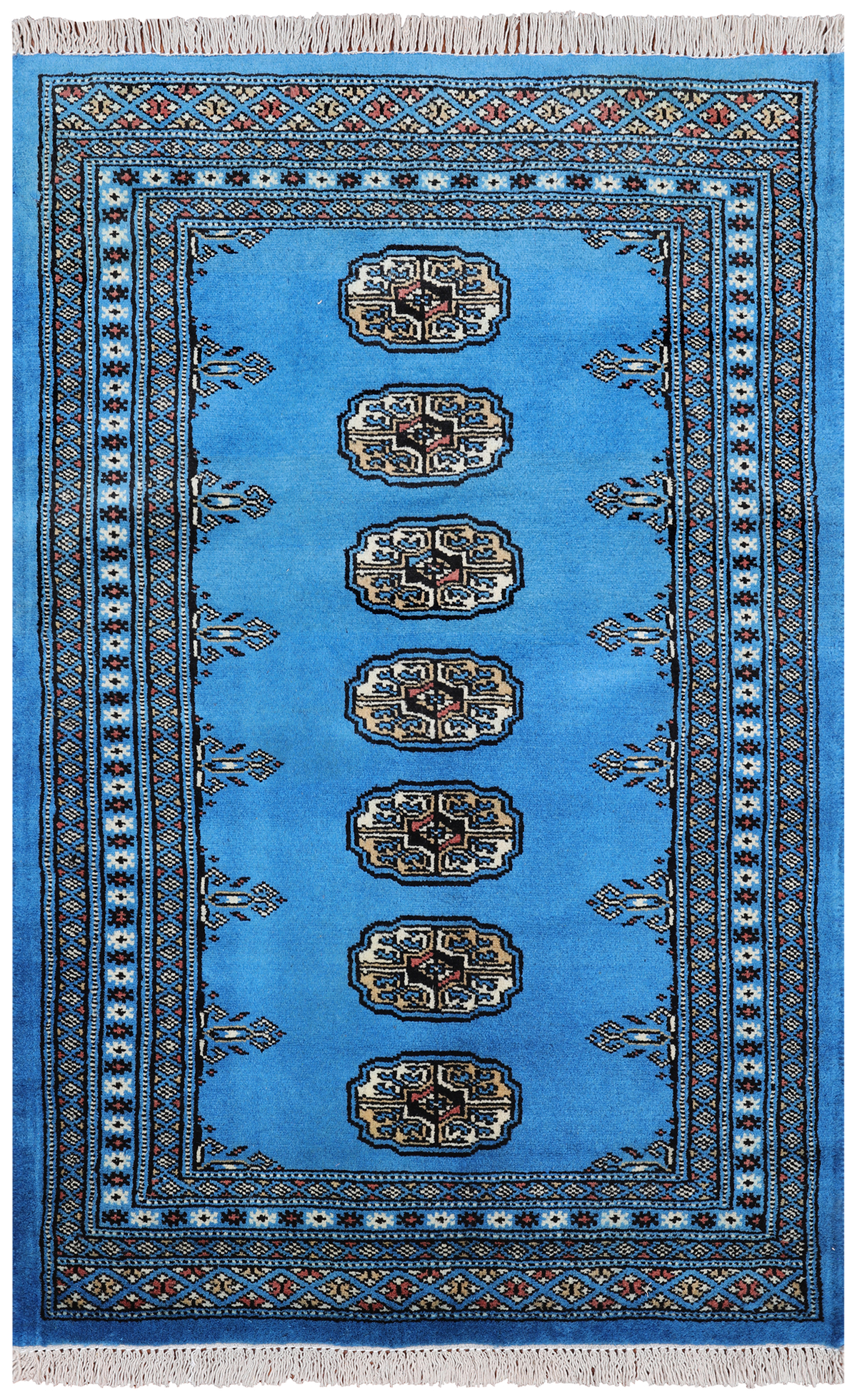 Blue Bokhara Hand Knotted Wool Rug - 2' 7" X 4' 0"