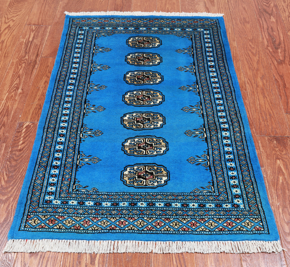 Blue Bokhara Hand Knotted Wool Rug - 2' 7" X 4' 0"