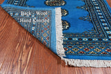 Blue Bokhara Hand Knotted Wool Rug - 2' 7" X 4' 0"