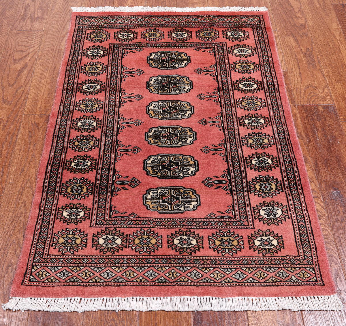 Pink Bokhara Hand-Knotted Wool Rug - 2' 6" X 3' 10"