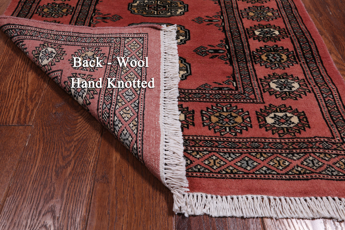 Pink Bokhara Hand-Knotted Wool Rug - 2' 6" X 3' 10"