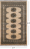 Ivory Bokhara Hand Knotted Wool Rug - 2' 7" X 4' 2"