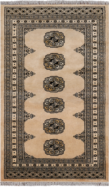 Ivory Bokhara Hand Knotted Wool Rug - 2' 7" X 4' 2"