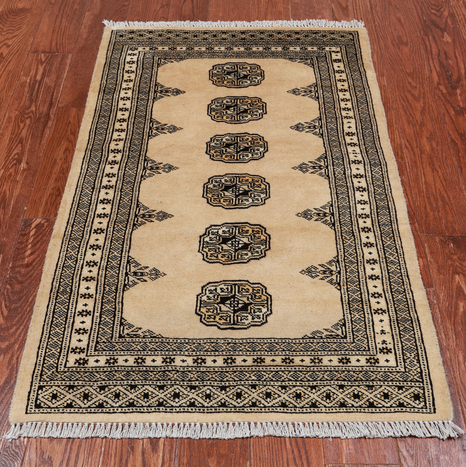 Ivory Bokhara Hand Knotted Wool Rug - 2' 7" X 4' 2"