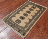 Ivory Bokhara Hand Knotted Wool Rug - 2' 7" X 4' 2"
