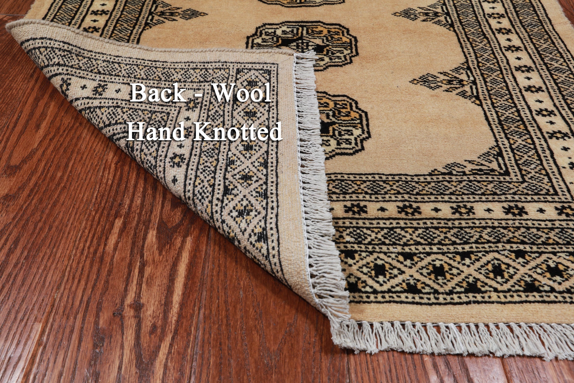Ivory Bokhara Hand Knotted Wool Rug - 2' 7" X 4' 2"