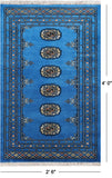 Blue Bokhara Handmade Wool Rug - 2' 6" X 4' 0"