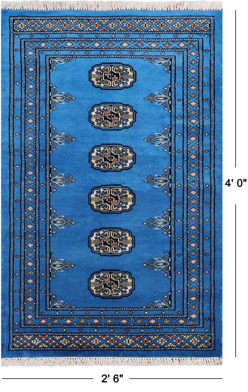 Blue Bokhara Handmade Wool Rug - 2' 6" X 4' 0"