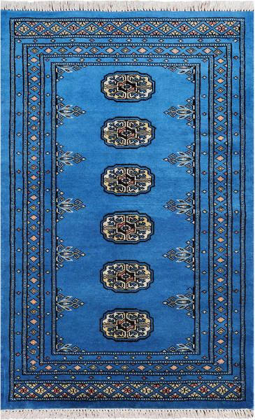 Blue Bokhara Handmade Wool Rug - 2' 6" X 4' 0"