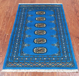 Blue Bokhara Handmade Wool Rug - 2' 6" X 4' 0"