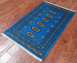 Blue Bokhara Handmade Wool Rug - 2' 6" X 4' 0"
