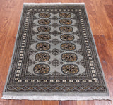 Grey Bokhara Handmade Wool Rug - 2' 7" X 4' 2"