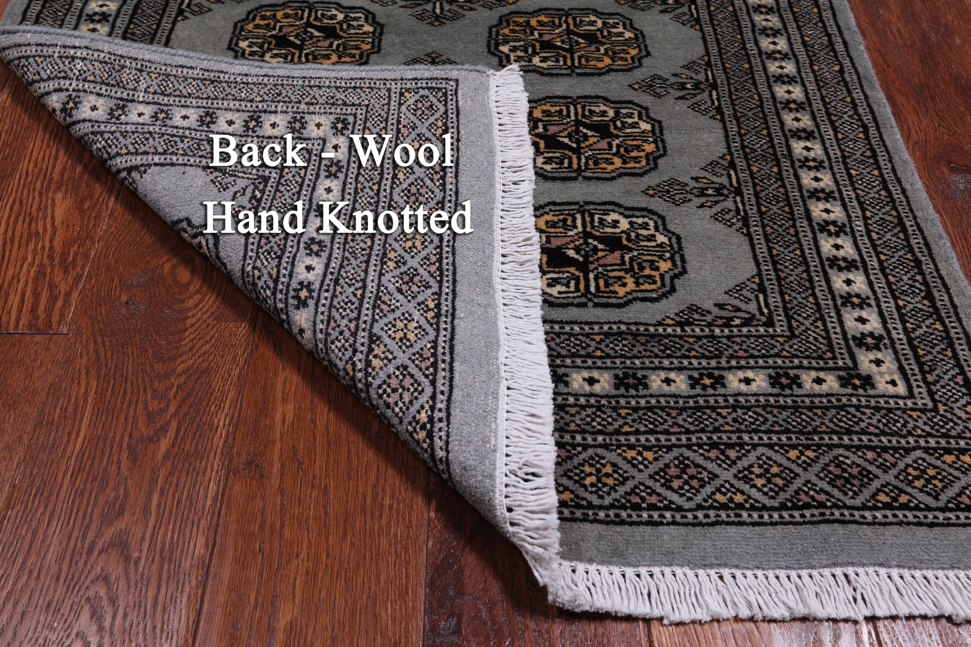 Grey Bokhara Handmade Wool Rug - 2' 7" X 4' 2"