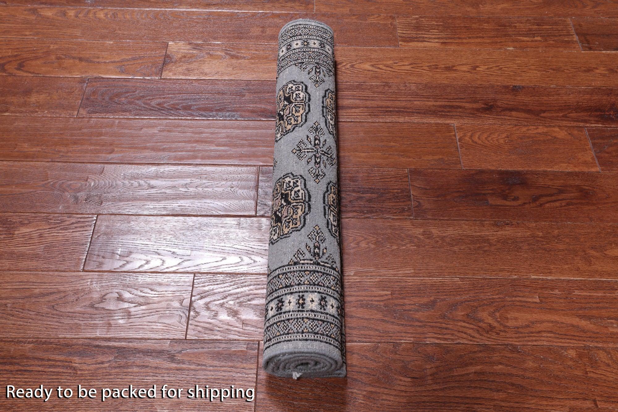 Grey Bokhara Handmade Wool Rug - 2' 7" X 4' 2"
