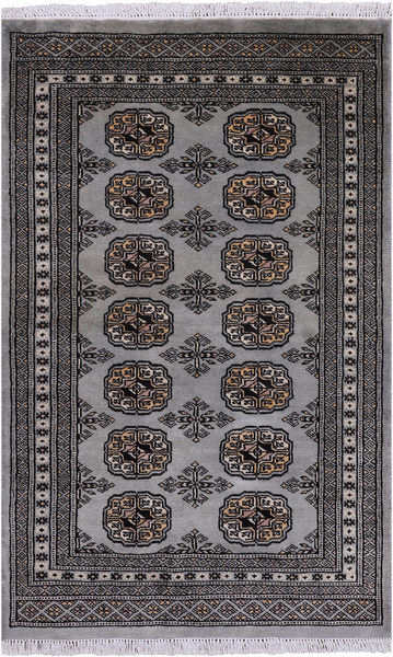Grey Bokhara Handmade Wool Rug - 2' 7" X 4' 2"