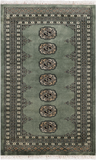 Green Bokhara Handmade Wool Rug - 2' 7" X 4' 1"
