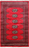 Red Bokhara Hand Knotted Wool Rug - 2' 6" X 3' 11"