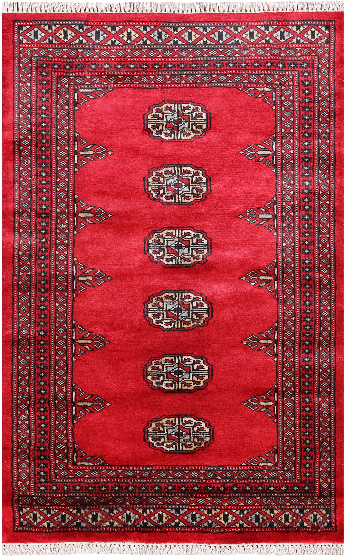 Red Bokhara Hand Knotted Wool Rug - 2' 6" X 3' 11"