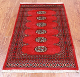 Red Bokhara Hand Knotted Wool Rug - 2' 6" X 3' 11"