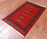 Red Bokhara Hand Knotted Wool Rug - 2' 6" X 3' 11"