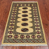 Gold Bokhara Hand-Knotted Wool Rug - 2' 8" X 4' 6"