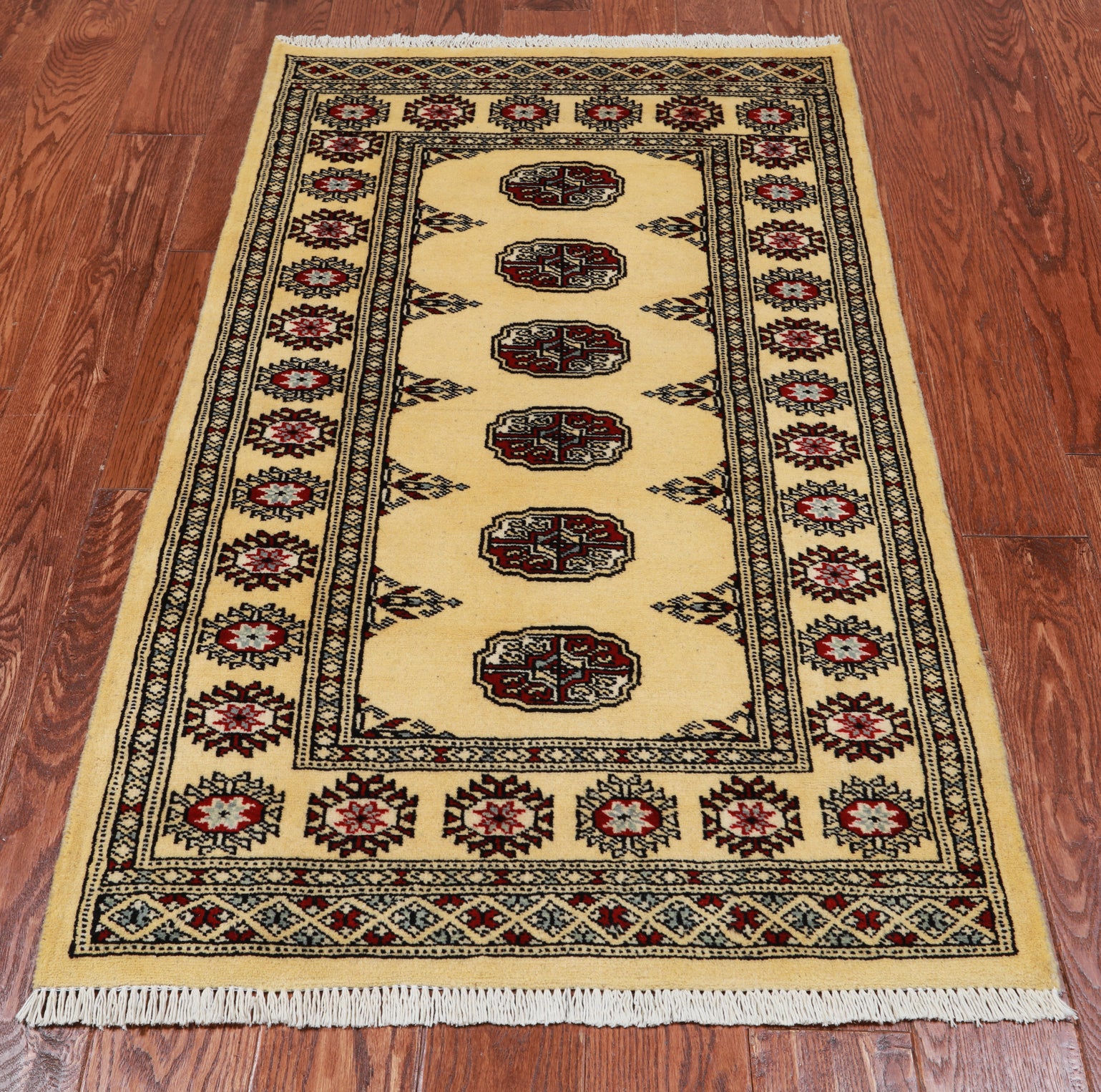 Gold Bokhara Hand-Knotted Wool Rug - 2' 8" X 4' 6"